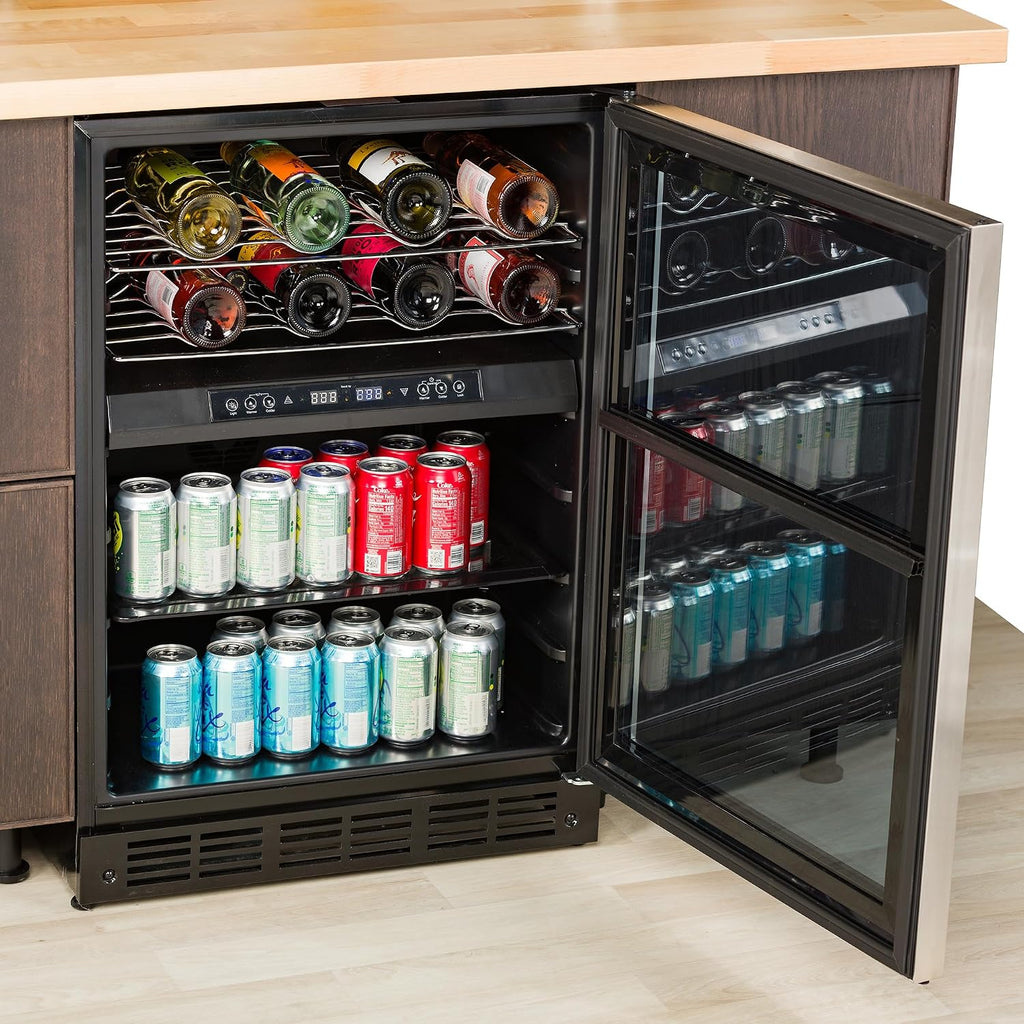 Magic Chef 24 in W 44 Bottle/140 Can Dual Zone Wine and Beverage in Stainless Steel