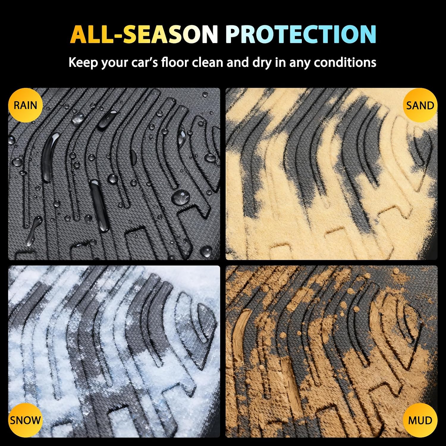Floor Mats & Cargo Liner for Chevy Impala 2020 2019 2018 2017 2016 2015 2014, All Weather TPE Floor Liners Custom Fit Impala Heavy Duty Car Mats 1st & 2nd Row & Trunk Mat Accessories Black