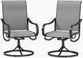 PHI VILLA Patio Swivel Dining Chairs Set of 2, Outdoor Chair with Textilene Mesh Fabric & Black Metal Frame for All Weather Outdoor Lawn Garden Poolside (Gray)