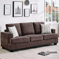 Garvee 89' 3-Seater Sofa for Living Room, Comfy Couches with Deep Seat, Modern Chenille Couch with Cup Holders and Side Storage Pockets for Apartment Lounge, Brown