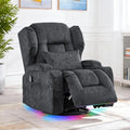 BINGTOO Dual Motor Power Swivel Rocker Recliner Chair with Massage & Heat, Electric Wall Hugger Glider Chair for Adults, Nursery with LED Lights, USB-C Ports & Cup Holders, Velvet Gray, 1 Chair