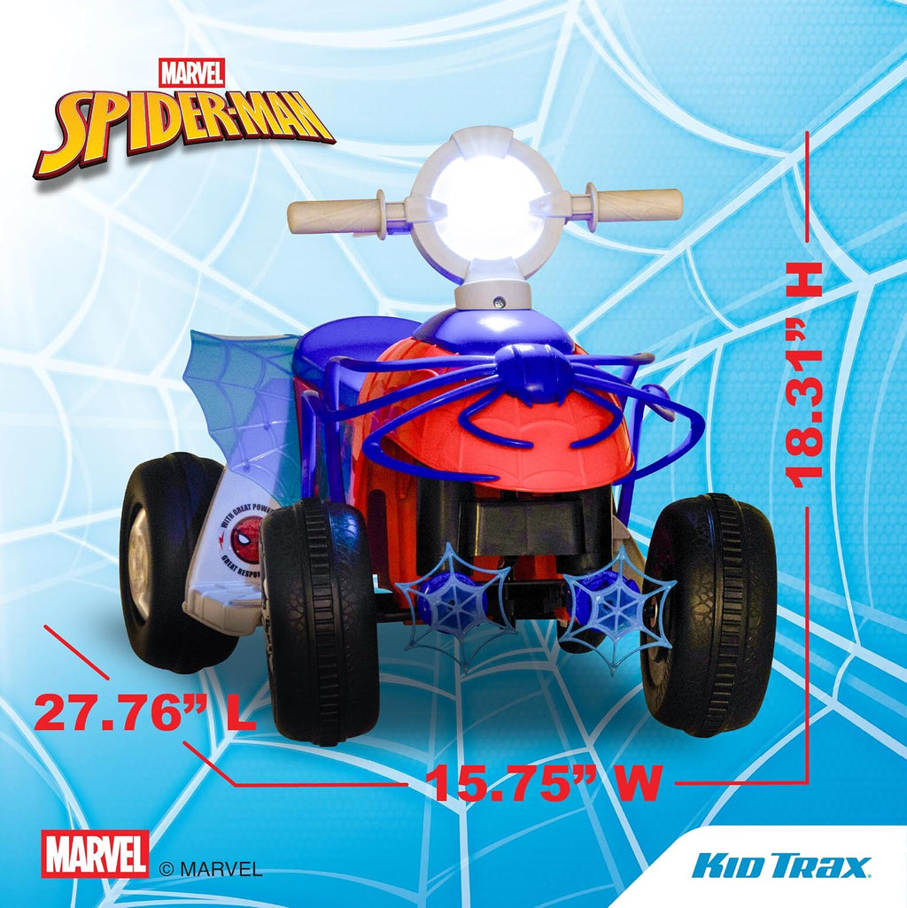 Kid Trax Toddler Marvel's Spider-Man Premium Toddler Quad Ride-On, Kids 18-30 Months, 6V Battery and Charger Included, Max Weight 44 lbs, Red