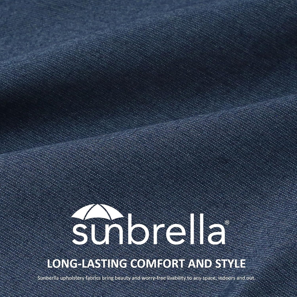 Unimatta Sunbrella Square Corner Seat Cushions, 18.5' x 16' x 3', Set of 4, Indoor Outdoor Water Repellent Universal Chair Pads with Ties for Patio Furniture, Garden Dining Chairs, Specrtum Indigo