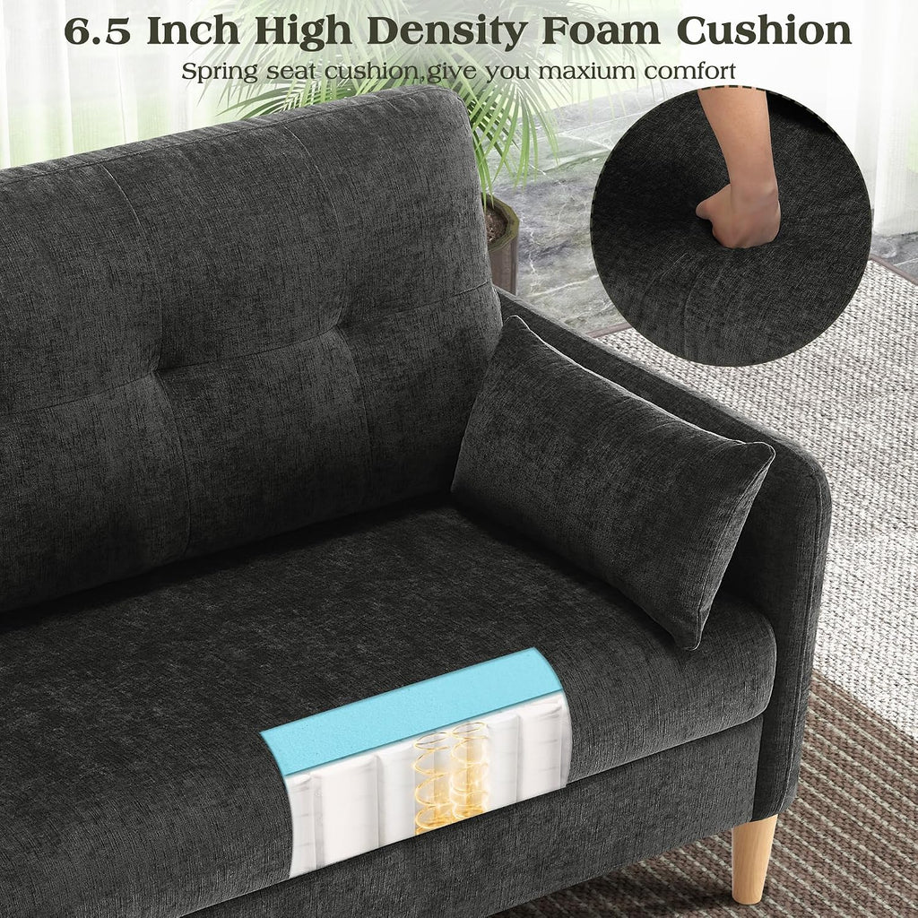 Hanherry Loveseat Sofa, 47' Small Couch for Living Room, Comfy Chenille Fabric Love Seat for Bedroom with Throw Pillow,Removable Cushion Cover,Couches for Small Space,Apartment,Dorm