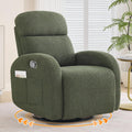 Nursery Glider Recliner, Boucle Nursery Rocking Chair Recliner, Manual Nursery Glider Recliner with Double Pockets and Lumbar Support for Adult, Teddy Green