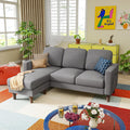 YESHOMY Couches for Living Room, Sofa with Movable Ottoman, Small Couch with Reversible Chaise and Side Pockets, L Shaped Couch for Small Space, Apartment (Linen Fabric, Light Grey)