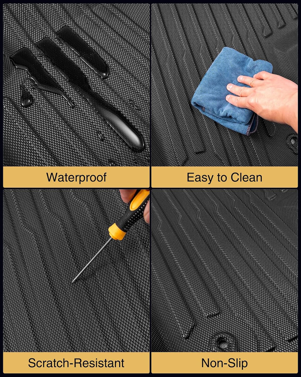 CreekT® Floor Mats & Cargo Liner for Ford Mustang 2010-2014 (Only Fits Coupe, Without Subwoofer in The Trunk) All Weather Rubber Floor Mats for Ford Mustang Accessories 2010 2011 2012 2013 2014(5 PCS)