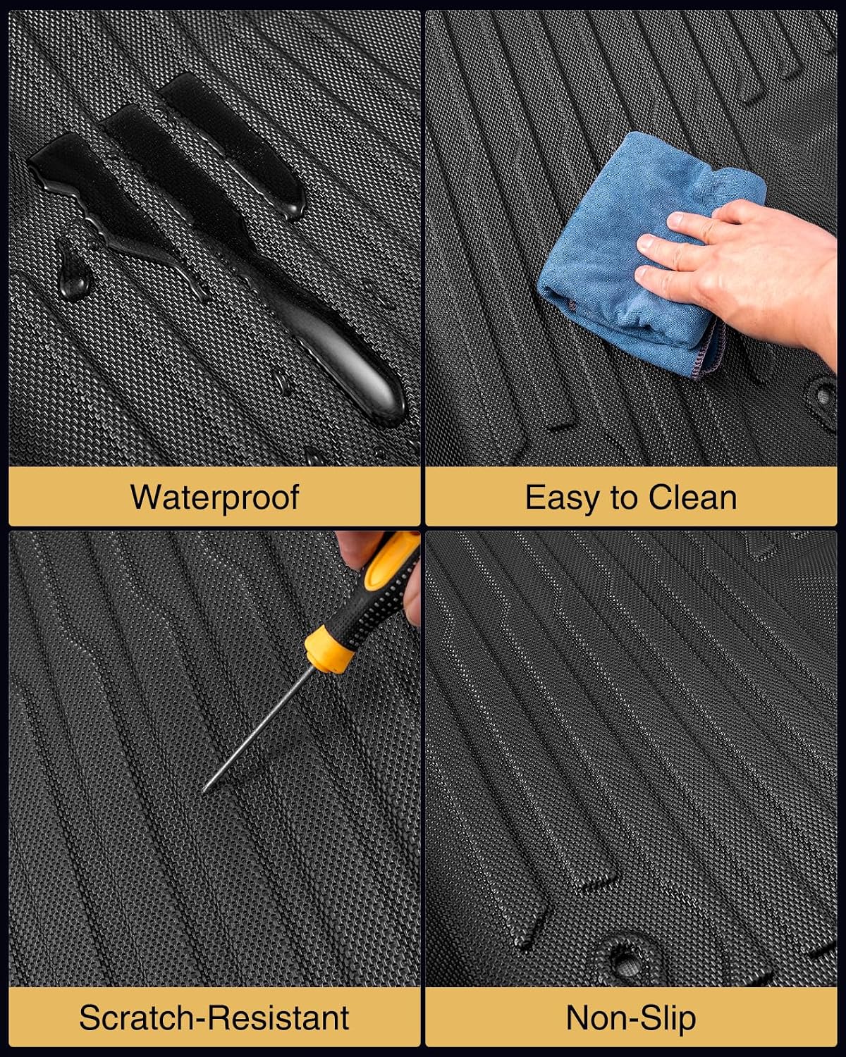 CreekT® Floor Mats & Cargo Liner for Ford Mustang 2010-2014 (Only Fits Coupe, Without Subwoofer in The Trunk) All Weather Rubber Floor Mats for Ford Mustang Accessories 2010 2011 2012 2013 2014(5 PCS)