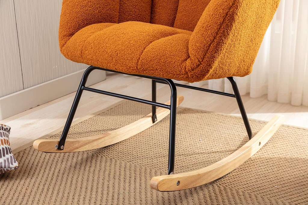 Rocking Chair Nursery Gilder, 31.5' D×27.6' W×37.4' H, Soft Teddy Fabric, 250LBS Capacity, Living Room & Nursery Accent Furniture