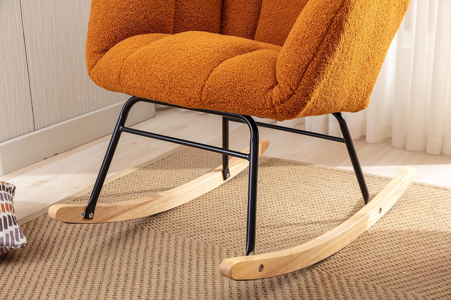 Rocking Chair Nursery Gilder, 31.5' D×27.6' W×37.4' H, Soft Teddy Fabric, 250LBS Capacity, Living Room & Nursery Accent Furniture