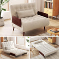 JASIWAY Convertible Sleeper Chair Bed for Adults, 3 in 1 Linen Convertable Futon Chair with Pillow, Fold Out Single Sleeper Couch Guest Bed for Small Spaces, Bedroom Mid-century with Walnut Arm, 36.6'
