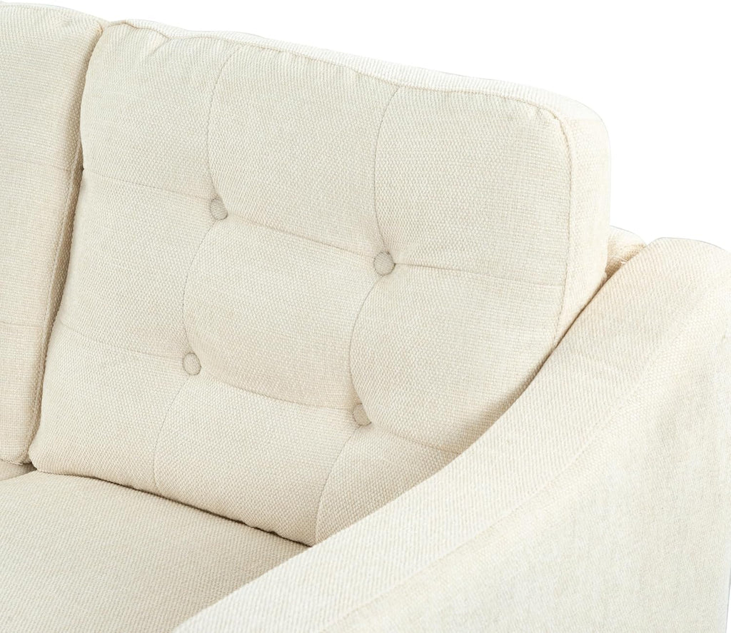 SAFAVIEH Couture Furniture Collection Nathaniel Cream Tufted 3-Seater Sofa
