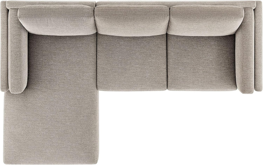 Modway Roscoe Left-Facing Sectional Sofa with Chaise in Pewter - 2-Piece Mélange Chenille Fabric Deep Seat Couch, L Shaped Modular for Living Room or Lounge