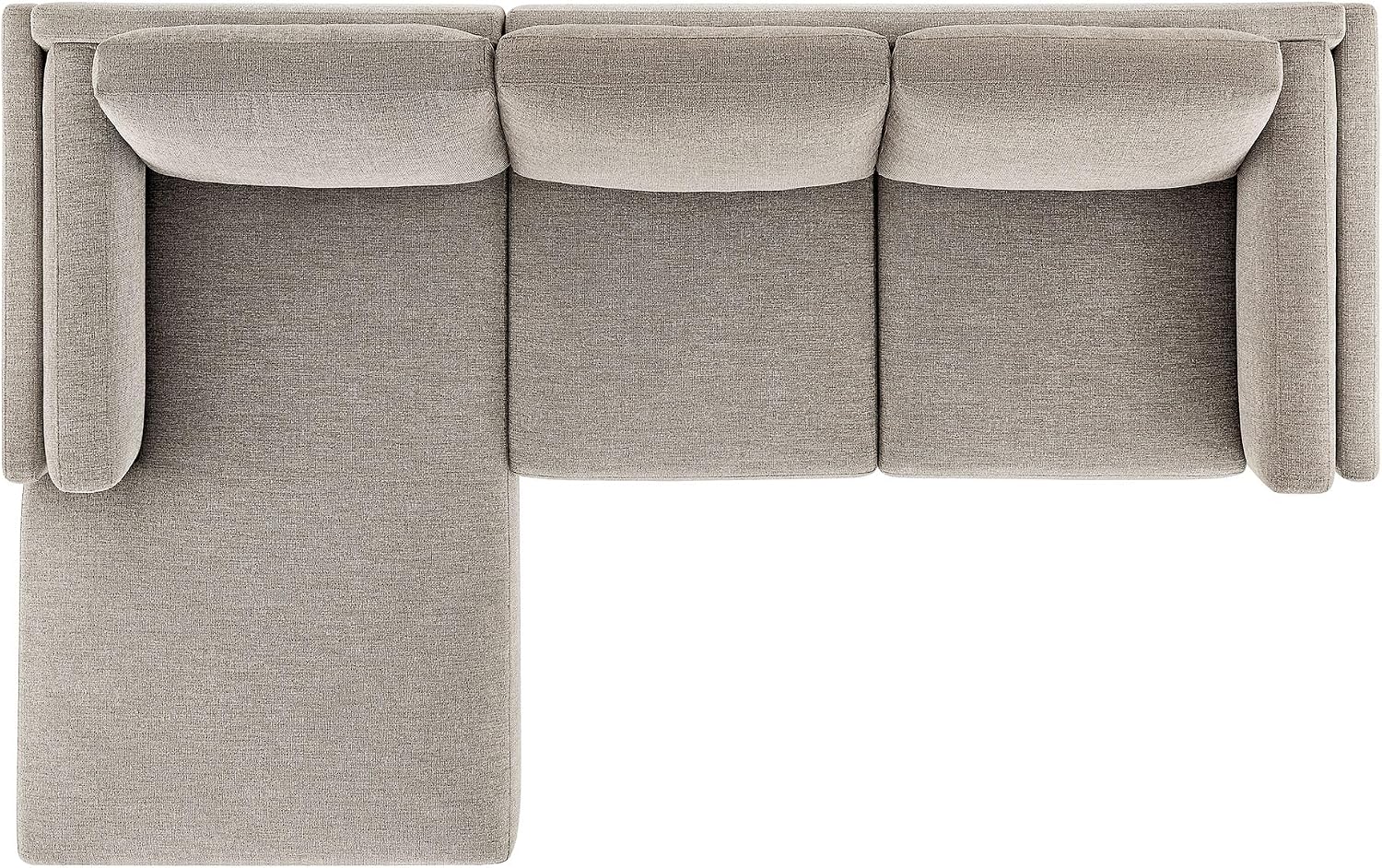 Modway Roscoe Left-Facing Sectional Sofa with Chaise in Pewter - 2-Piece Mélange Chenille Fabric Deep Seat Couch, L Shaped Modular for Living Room or Lounge