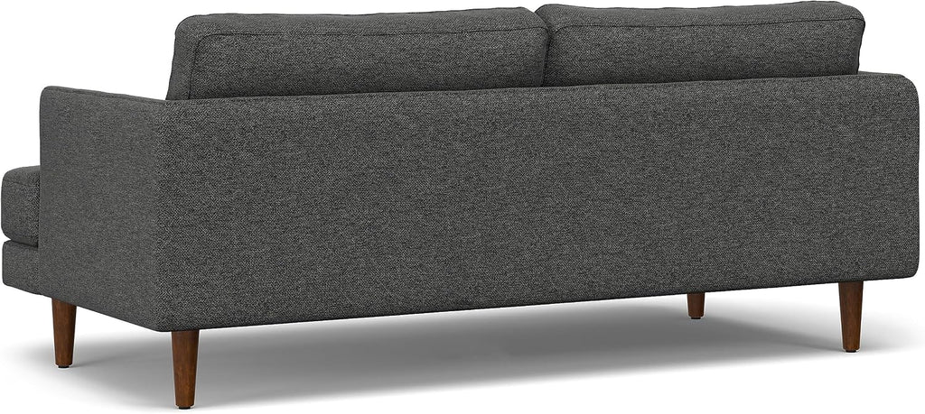 SIMPLIHOME Livingston 76' Wide x 33' High Sofa in Charcoal Grey Woven-Blend Fabric, Handcrafted Loveseat Couch for Living Room or Family Room, Mid-Century Modern Style, Solid Wood Frame