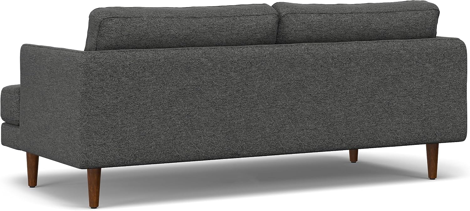 SIMPLIHOME Livingston 76' Wide x 33' High Sofa in Charcoal Grey Woven-Blend Fabric, Handcrafted Loveseat Couch for Living Room or Family Room, Mid-Century Modern Style, Solid Wood Frame
