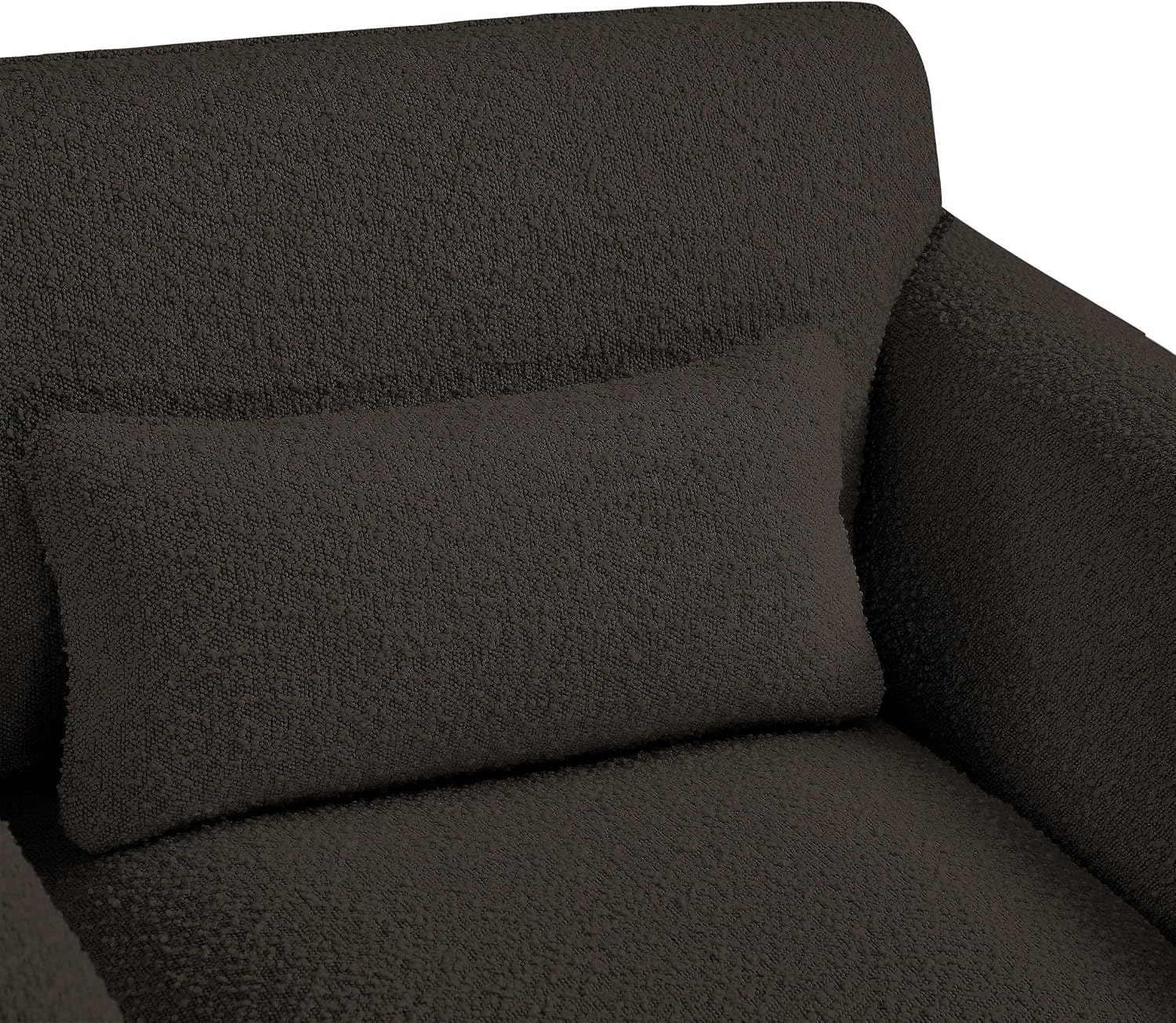 Meridian Furniture 198Brown-S Stylus Collection Modern | Contemporary Boucle Fabric Upholstered Sofa with Rich Brown Boucle Fabric, Curved Arms, 86' W x 38' D x 31' H, Brown