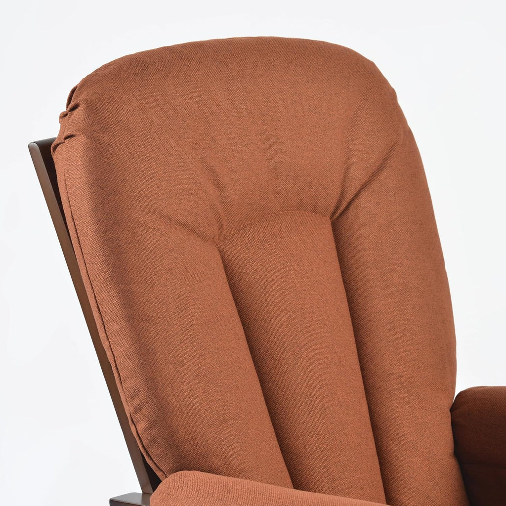 Joli Deluxe Glider Chair and Ottoman Set (Terracotta Fabric and Walnut Frame)