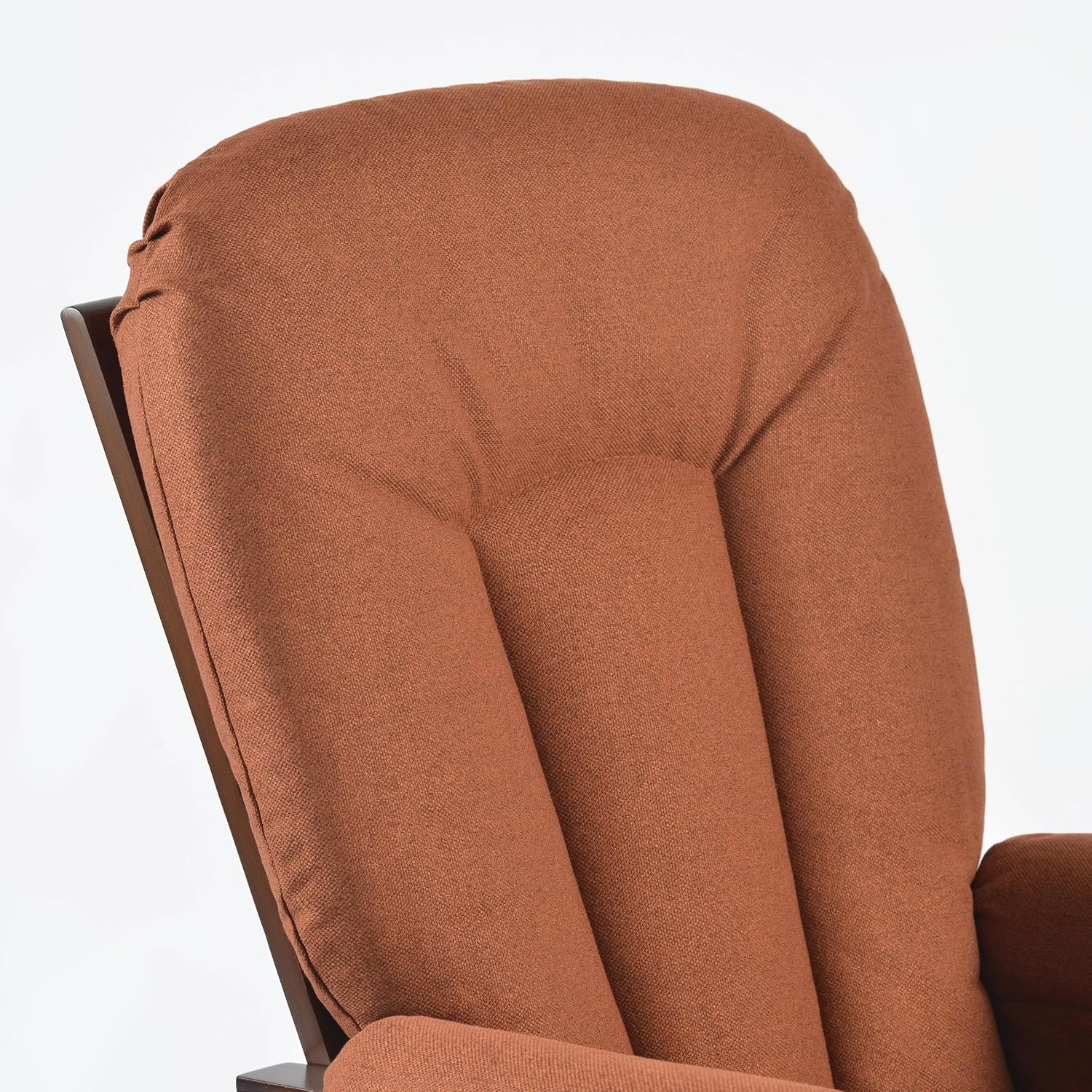 Joli Deluxe Glider Chair and Ottoman Set (Terracotta Fabric and Walnut Frame)