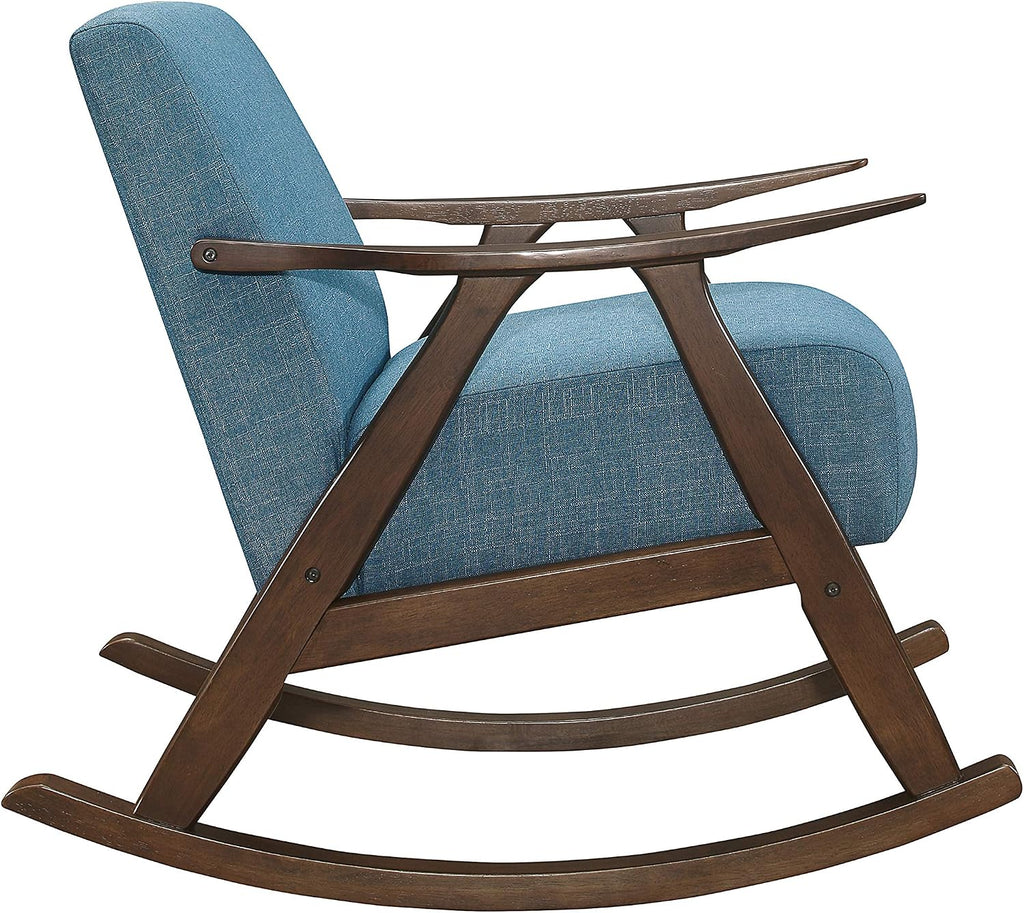 Lexicon Helena 28.5' W Fabric Wood Arm Rocking Chair, Blue
