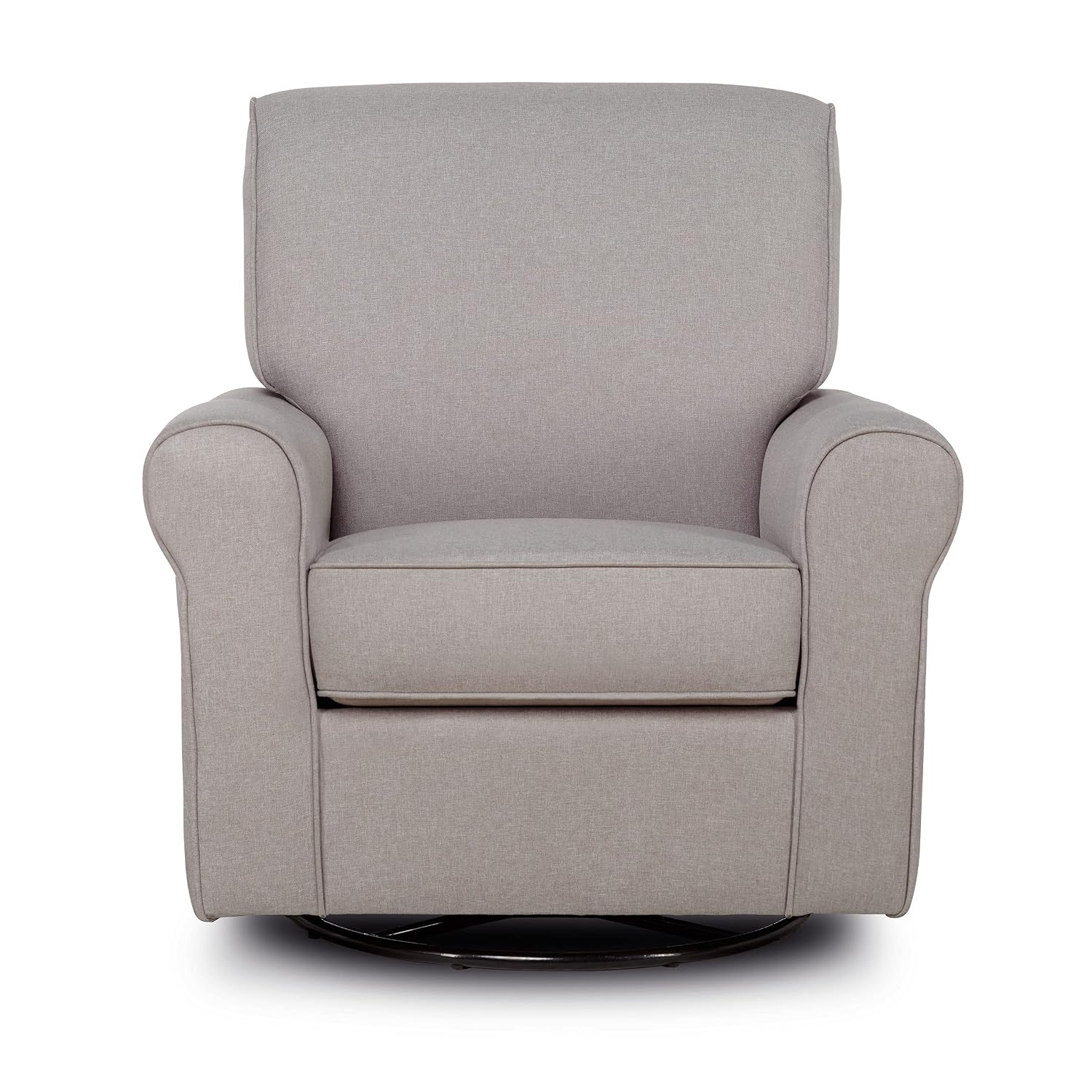 Evolur London Upholstered Plush Seating Glider Swivel, Ergonomically Designed for Nursery in Fossil, Tool-Free Assembly, Easy to Clean, Greenguard Gold Certified, Environmentally Conscious Glider