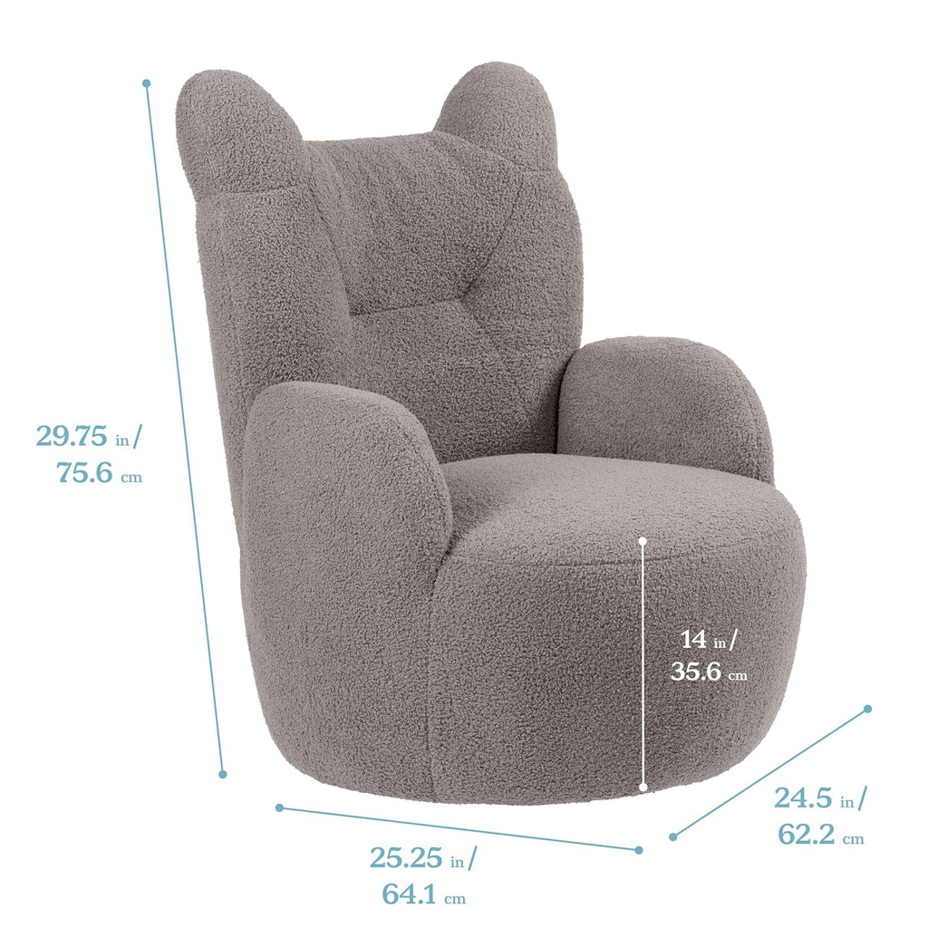 ECR4Kids Teddy Bear Sherpa Toddler Chair, 14in Seat Height, Kids Furniture, Grey