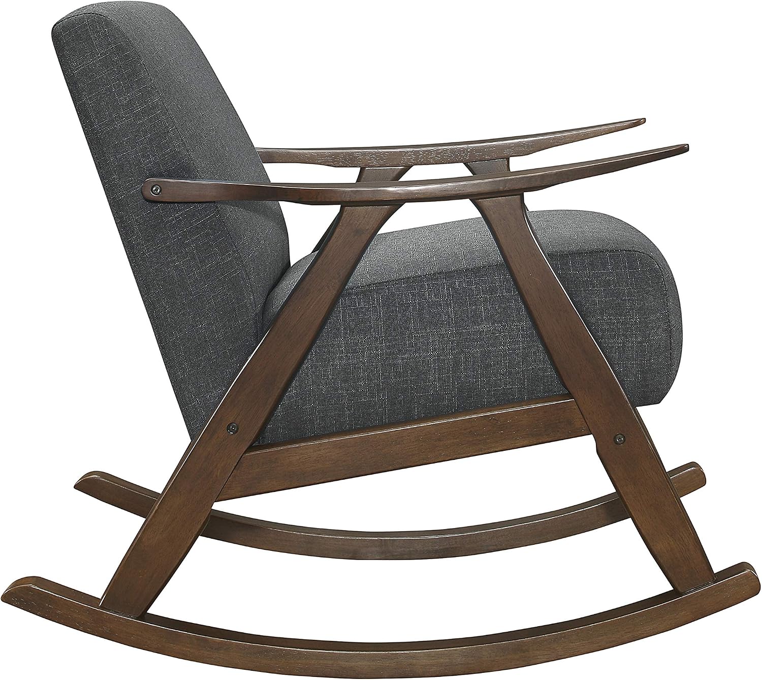 Lexicon Helena 28.5' W Fabric Wood Arm Rocking Chair, Dark Gray