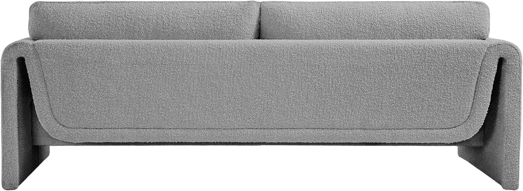 Meridian Furniture 198Grey-S Stylus Collection Modern | Contemporary Boucle Fabric Upholstered Sofa with Rich Grey Boucle Fabric, Curved Arms, 86' W x 38' D x 31' H, Grey