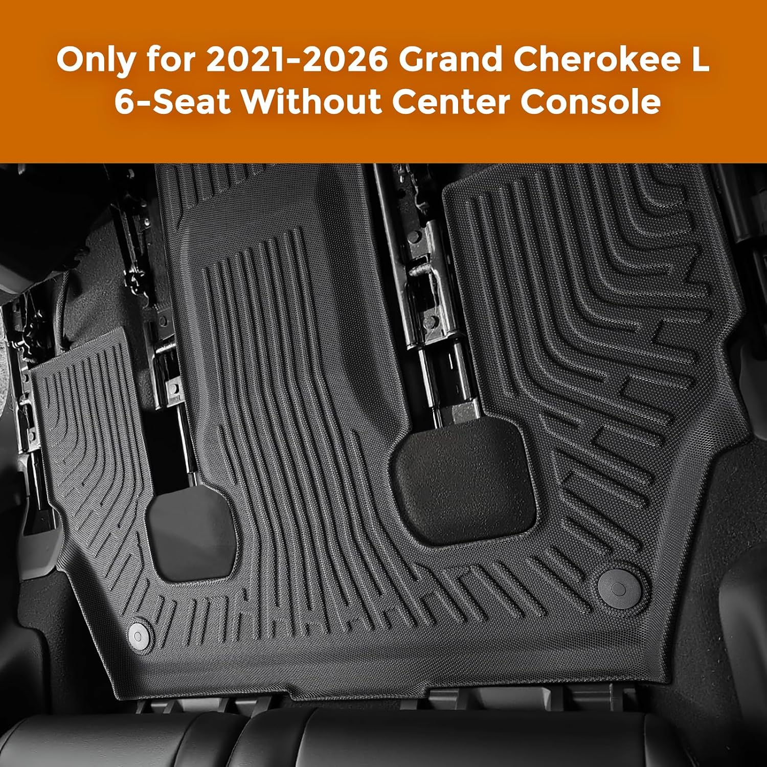 Floor Mat for Jeep Grand Cherokee L: Rubber Custom Fit Front Rear Backrest Cargo Mat Door Spill Set - All Weather Car Accessories for 6-Passenger Without Center Console 2021 2022 2023 2024 2025 2026
