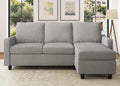 HONBAY Convertible Sectional Sofa, L Shaped Couch with Linen Fabric, Reversible Couch for Small Space, Mid Light Grey