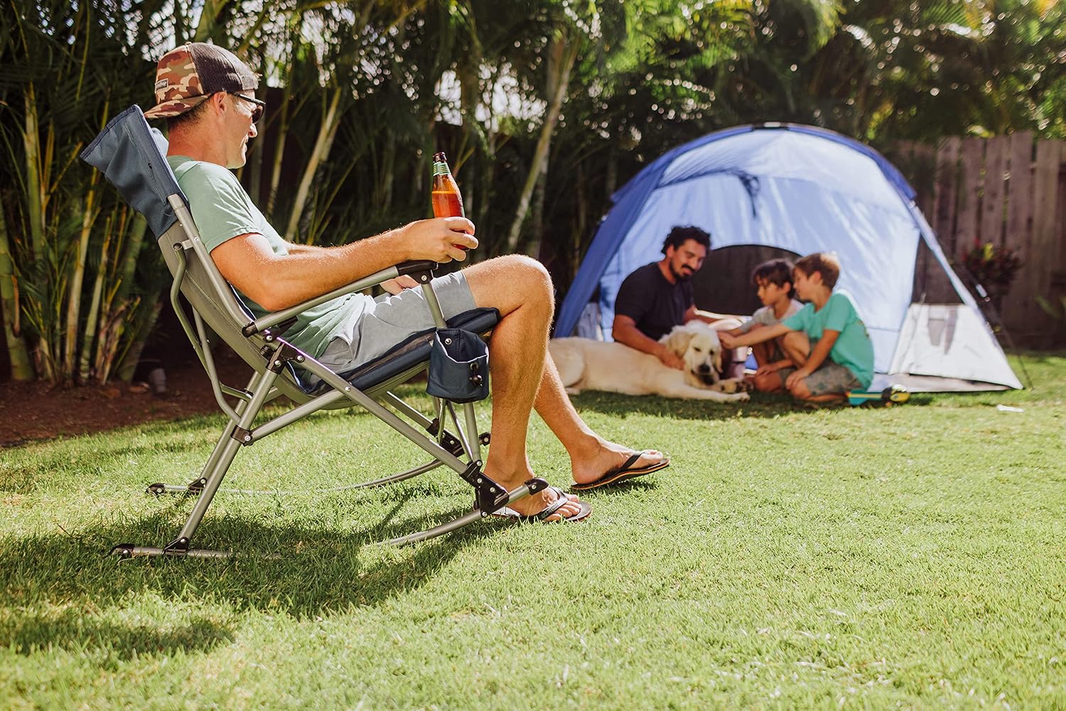 Picnic TIME Outdoor Rocking Camp Chair - XL Heavy Duty Camping Chair for Adults