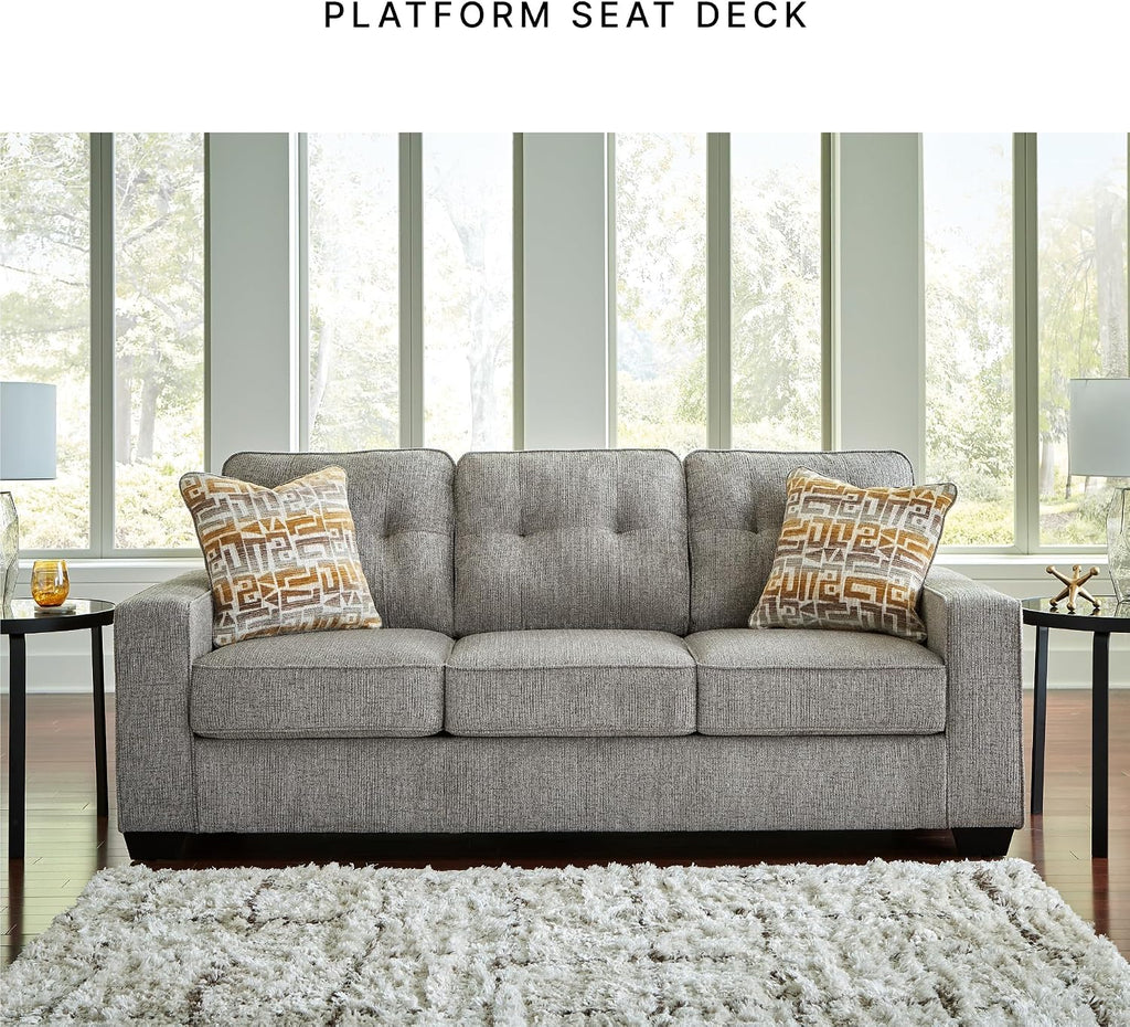 Signature Design by Ashley Fanciful Classic Sofa with Tufted Cushion and Removable Cushion, Light Gray