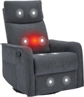 PELUMY 360 Swivel Rocking Recliner Chair for Adults, Nursery Rocking Chair with Heat and Massage, Glider Reclining Chair for Small Space, Living Room, Bedroom (Dark Grey)