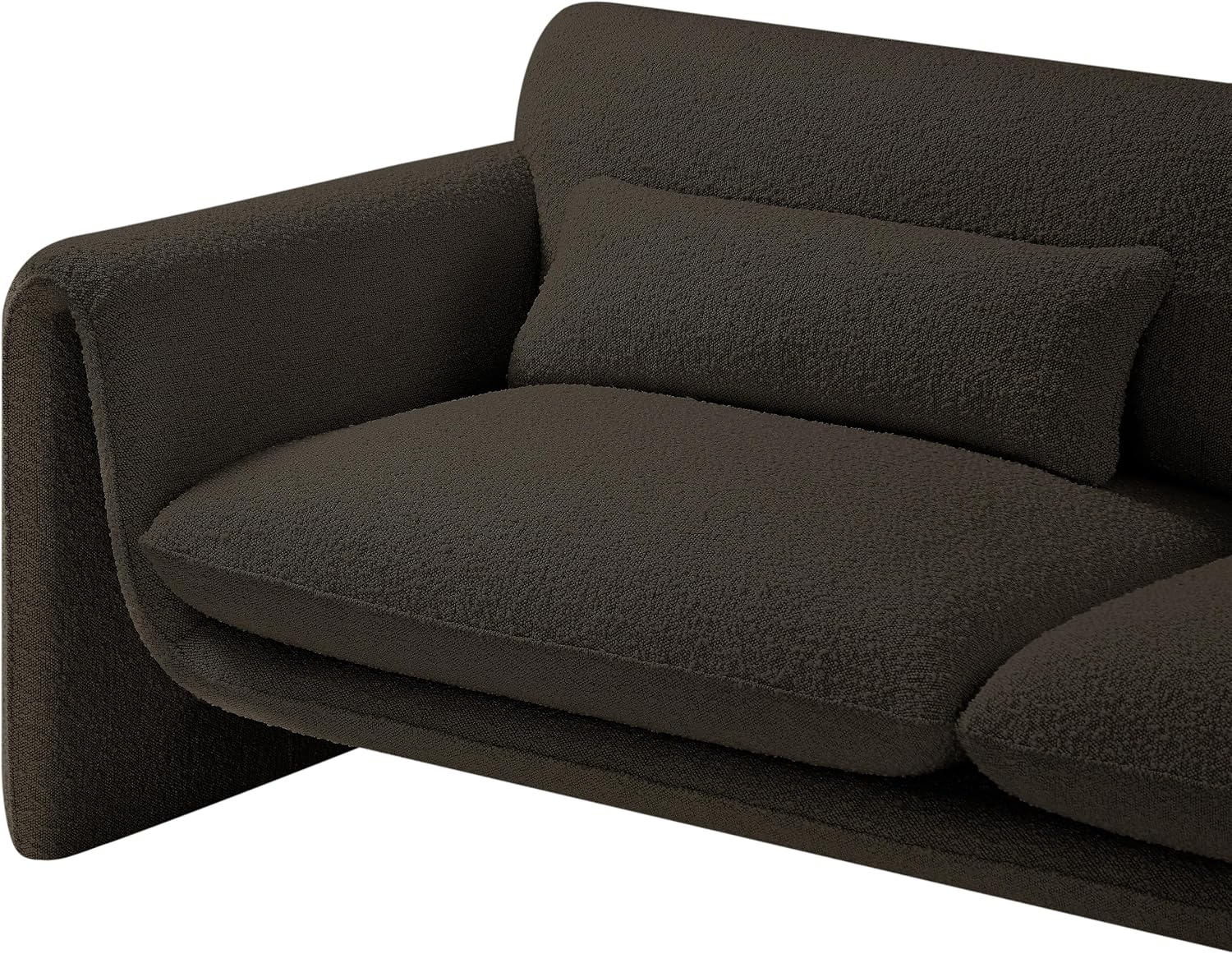 Meridian Furniture 198Brown-S Stylus Collection Modern | Contemporary Boucle Fabric Upholstered Sofa with Rich Brown Boucle Fabric, Curved Arms, 86' W x 38' D x 31' H, Brown