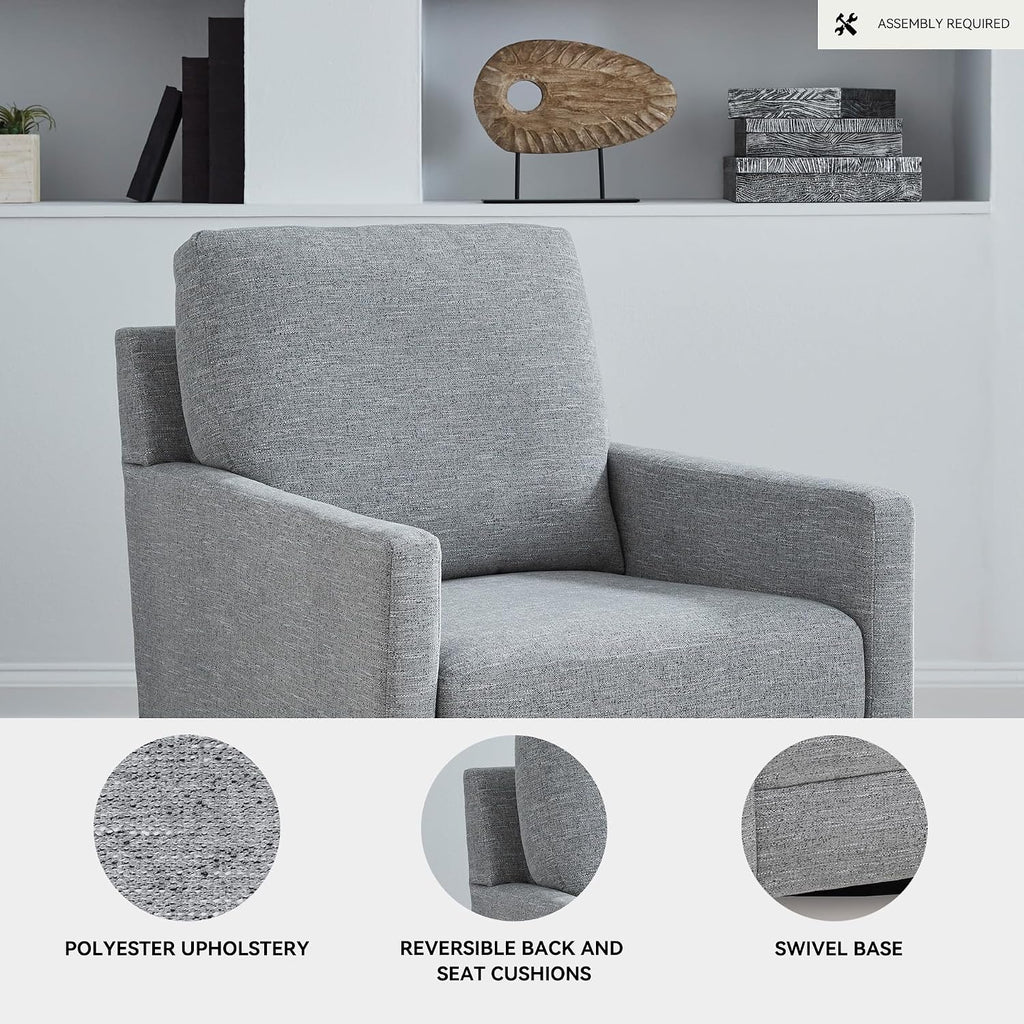 Signature Design by Ashley Freybourne Next-Gen Nuvella Casual Stain Resistant Swivel Accent Chair with Reversible Cushions, Light Gray