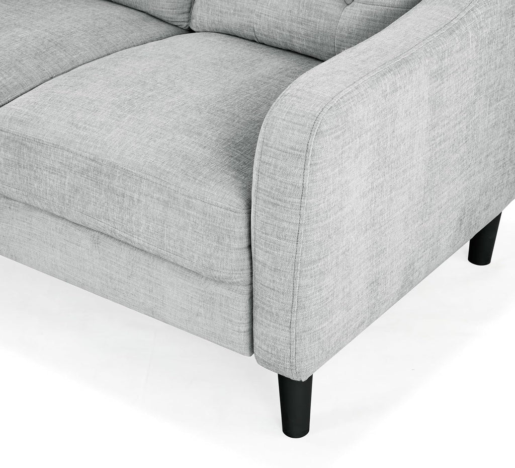 SAFAVIEH Couture Furniture Collection Nathaniel Light Grey Tufted 3-Seater Sofa