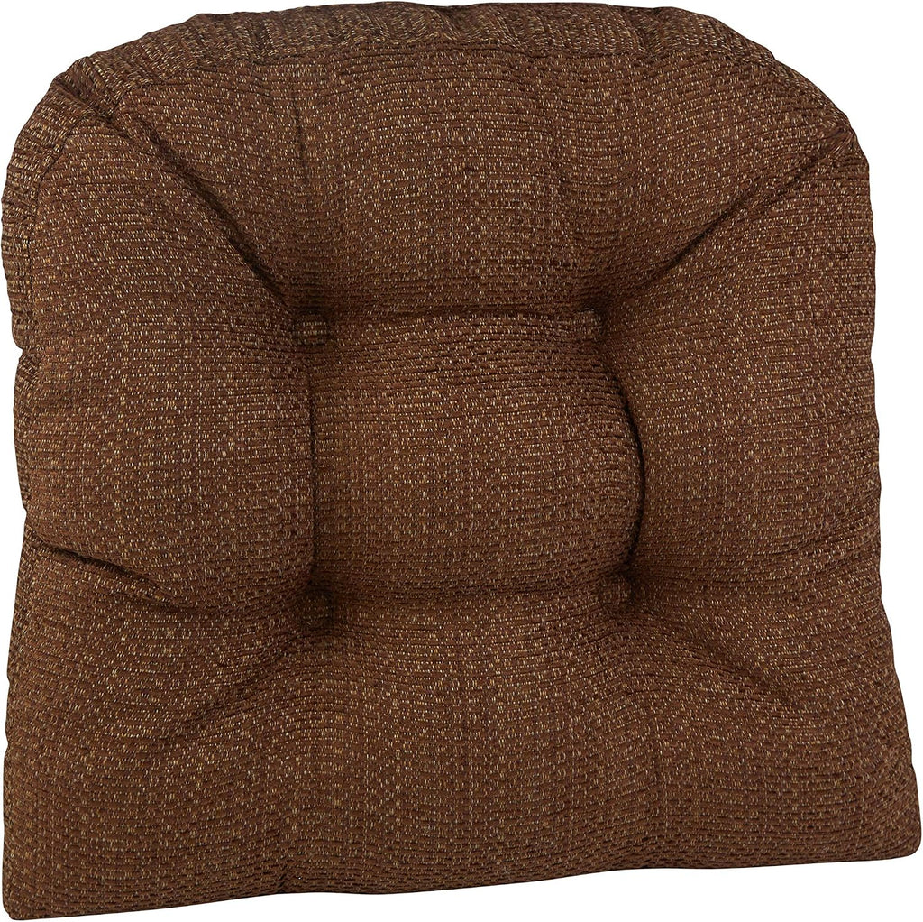 Klear Vu Gripper Overstuffed Universal Non-Slip Dining Chair Cushions for Kitchen Decor or Office Use, U-Shaped Skid-Proof Seat Pad, 15x15 Inches, 8 Count (Pack of 1), Waffle Brown