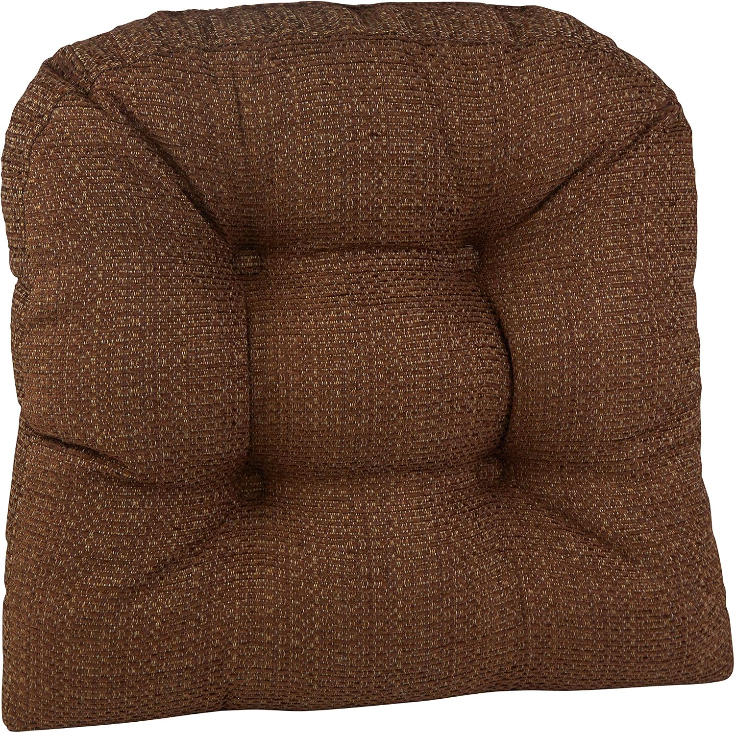 Klear Vu Gripper Overstuffed Universal Non-Slip Dining Chair Cushions for Kitchen Decor or Office Use, U-Shaped Skid-Proof Seat Pad, 15x15 Inches, 8 Count (Pack of 1), Waffle Brown