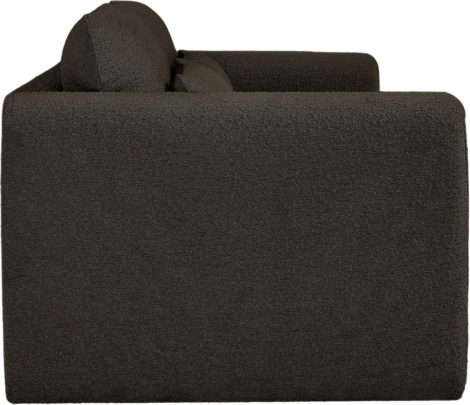 Meridian Furniture 198Brown-S Stylus Collection Modern | Contemporary Boucle Fabric Upholstered Sofa with Rich Brown Boucle Fabric, Curved Arms, 86' W x 38' D x 31' H, Brown