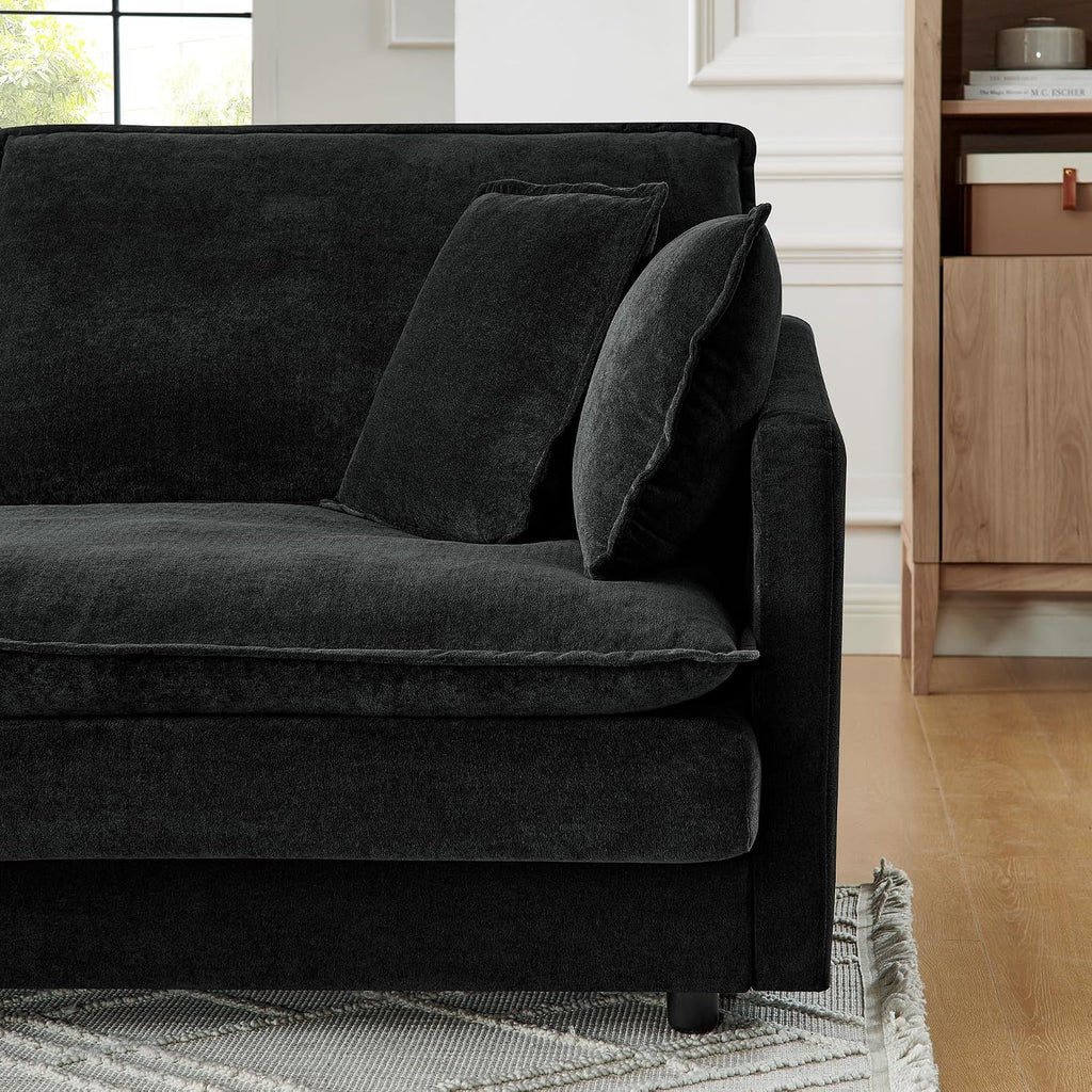 Ball & Cast L-Shaped Modular Sectional Sofa Convertible Oversized 4 Seater Cloud Couch with Ottoman, Corner Sofas Comfy Couches for Living Room Spacious Space Office Lounge, Black