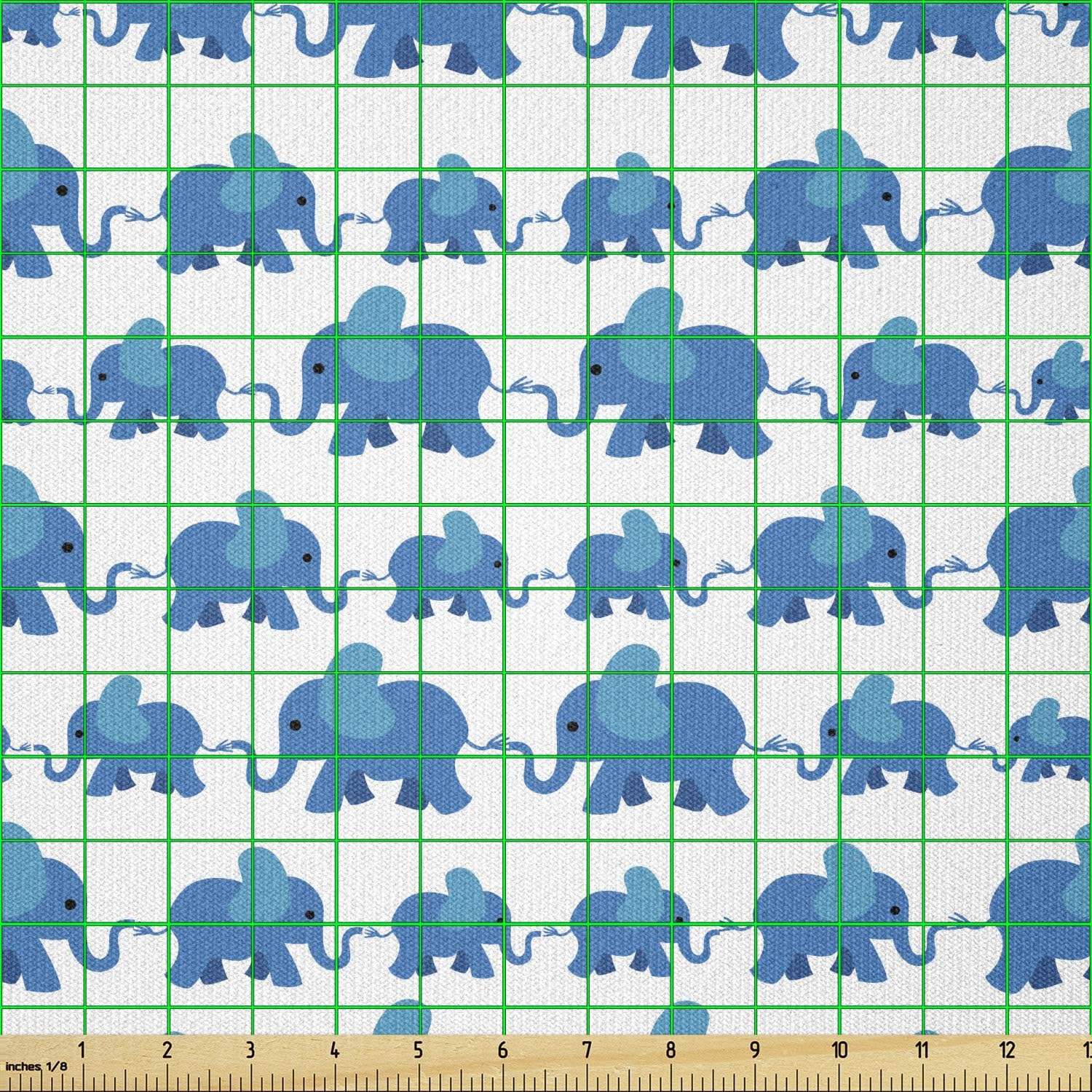 Ambesonne Animal Fabric by The Yard, Pattern Theme Blue Color Animals Horizontal Pattern, Stretch Knit Fabric for Clothing Sewing and Arts Crafts, 10 Yards, White Blue