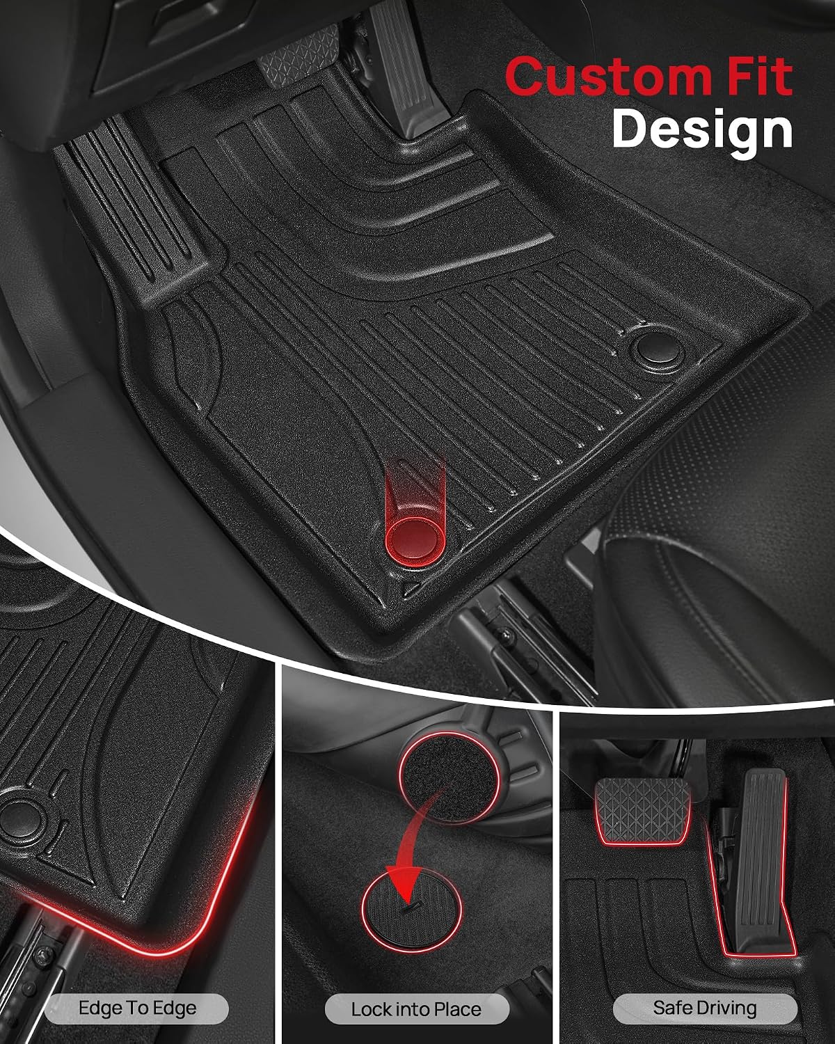 Floor Mats & Cargo Mat for 2017-2023 BMW 5 Series G30 (Without Spare Tire Compartment) - All Weather Custom Fit Car Floor Liners for M5(F90) 530i 540i 540d M550i (Not for G31/530e/Touring/Wagon)