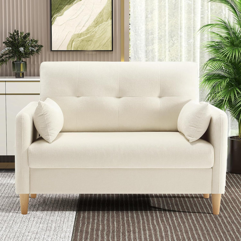 Hanherry Loveseat Sofa, 47' Small Couch for Living Room, Comfy Chenille Fabric Love Seat for Bedroom withThrow Pillow,Removable Cushion Cover,Couches for Small Space,Apartment,Dorm