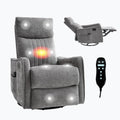 Casaphoria 360° Swivel Rocking Recliner Chair with Heat and Massage Upholstered Fabric Nursery Glider with Side Pocket for Living Room,Bedroom,Home Theater and RV Small Space(Dark Gray)