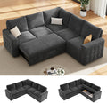 86' Sectional Sleeper Sofa Bed, Sleeper Couch with Pull out Bed, L Shaped Couch with Storage, Modular Sectional Sofa， Sectional Couches for Living Room&Apartment, Convertible Sofas, Gray Couches