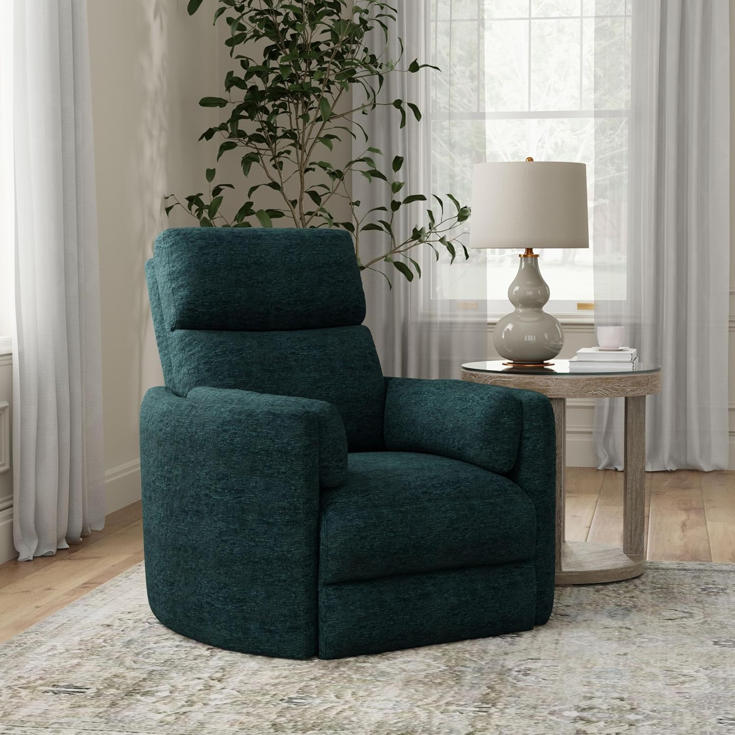 Parker Living Radius - Peacock Power Swivel Glider Recliner for Adults with USB and Type-C Ports, Single Sofa Chair for Living Room