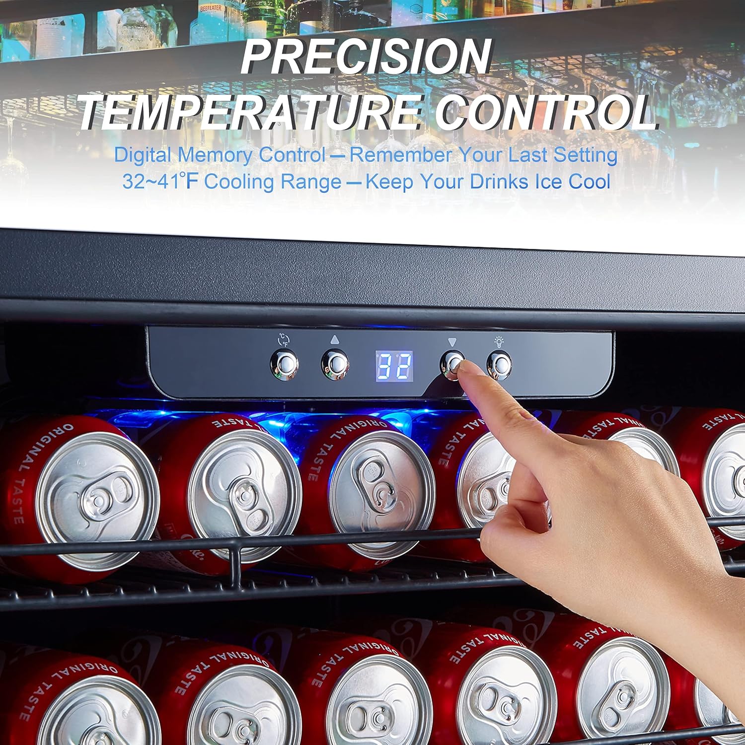 Phiestina Beverage Refrigerator 24Inch, 175 Cans Indoor/Outdoor Undercounter Beverage Cooler Refrigerator Stainless Steel Beer Fridge with Safety Lock Built-in/Freestanding-Silver Foam Door