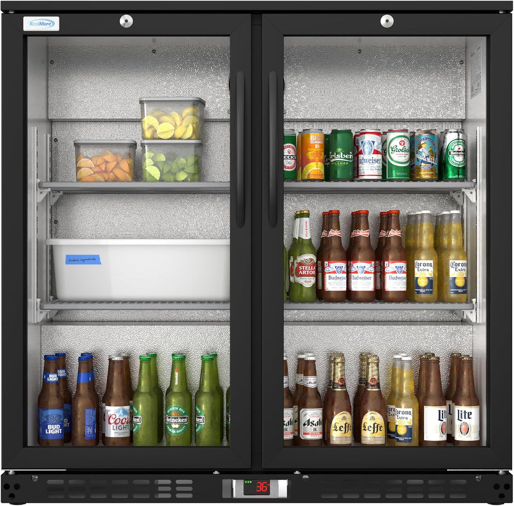 KoolMore BC-2DSW-BK Refrigerator, Double Door, Black