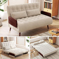 JASIWAY Convertible Sleeper Chair Bed for Adults, 3 in 1 Linen Convertable Futon Chair with Pillow, Fold Out Single Sleeper Couch Guest Bed for Small Spaces, Bedroom Mid-century with Walnut Arm, 43.3'