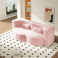 78' Twin Size Convertible Folding Sleeper Sofa Bed, Corduroy Futon Sofa Bed with Pillow, Foam Mattress Loveseat Cloud Couch, No Assembly Floor Couches for Living Room, Playroom, Apartment Baby Pink